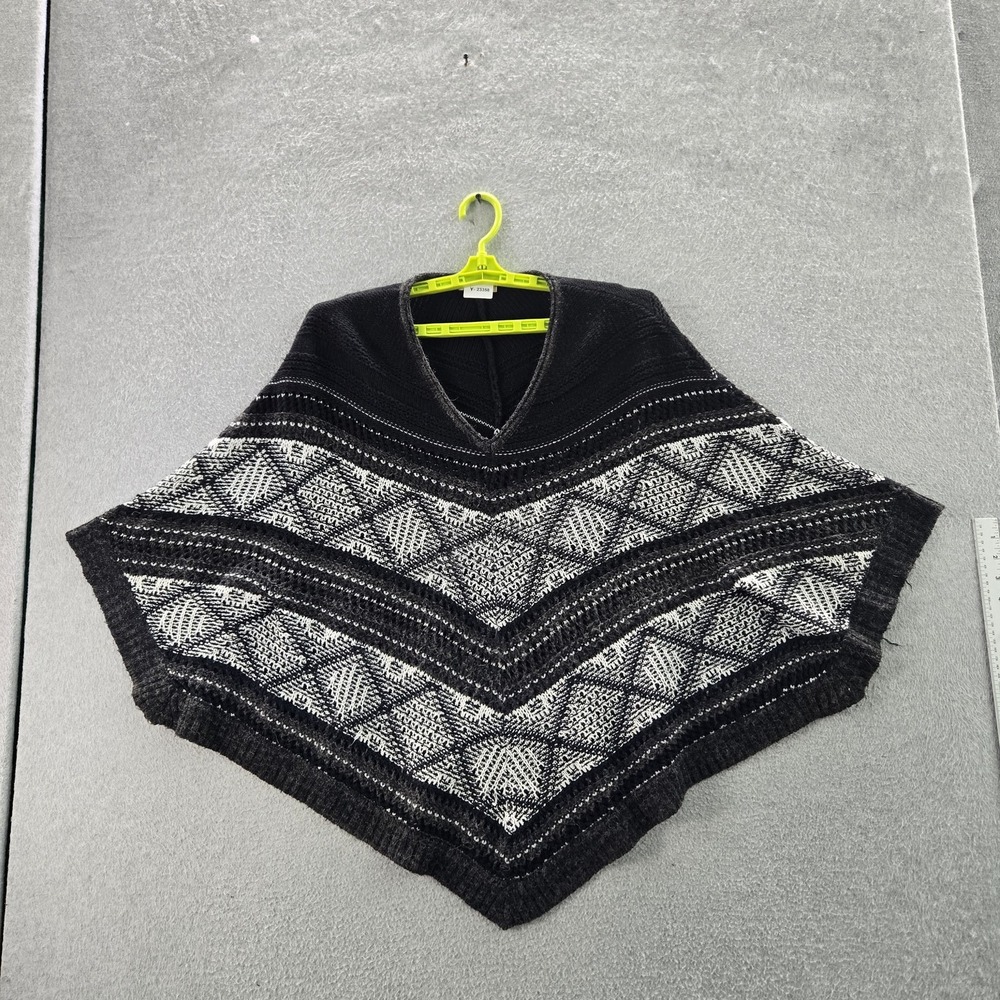 Democracy Women Poncho Black Geometric Sleeveless